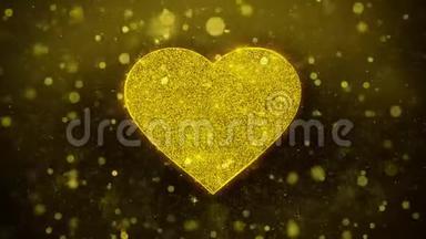 爱的心图标<strong>金色</strong>闪光石颗<strong>粒</strong>。